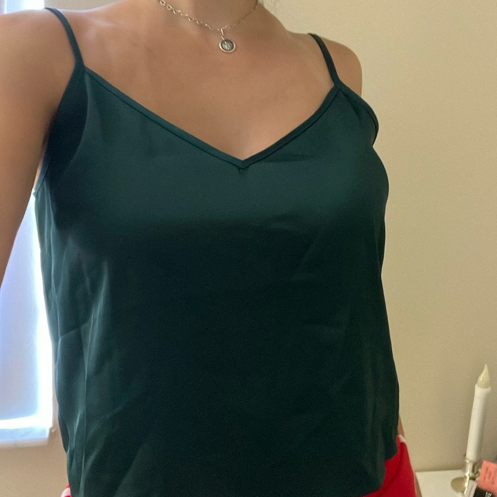 Emerald green tank top blouse